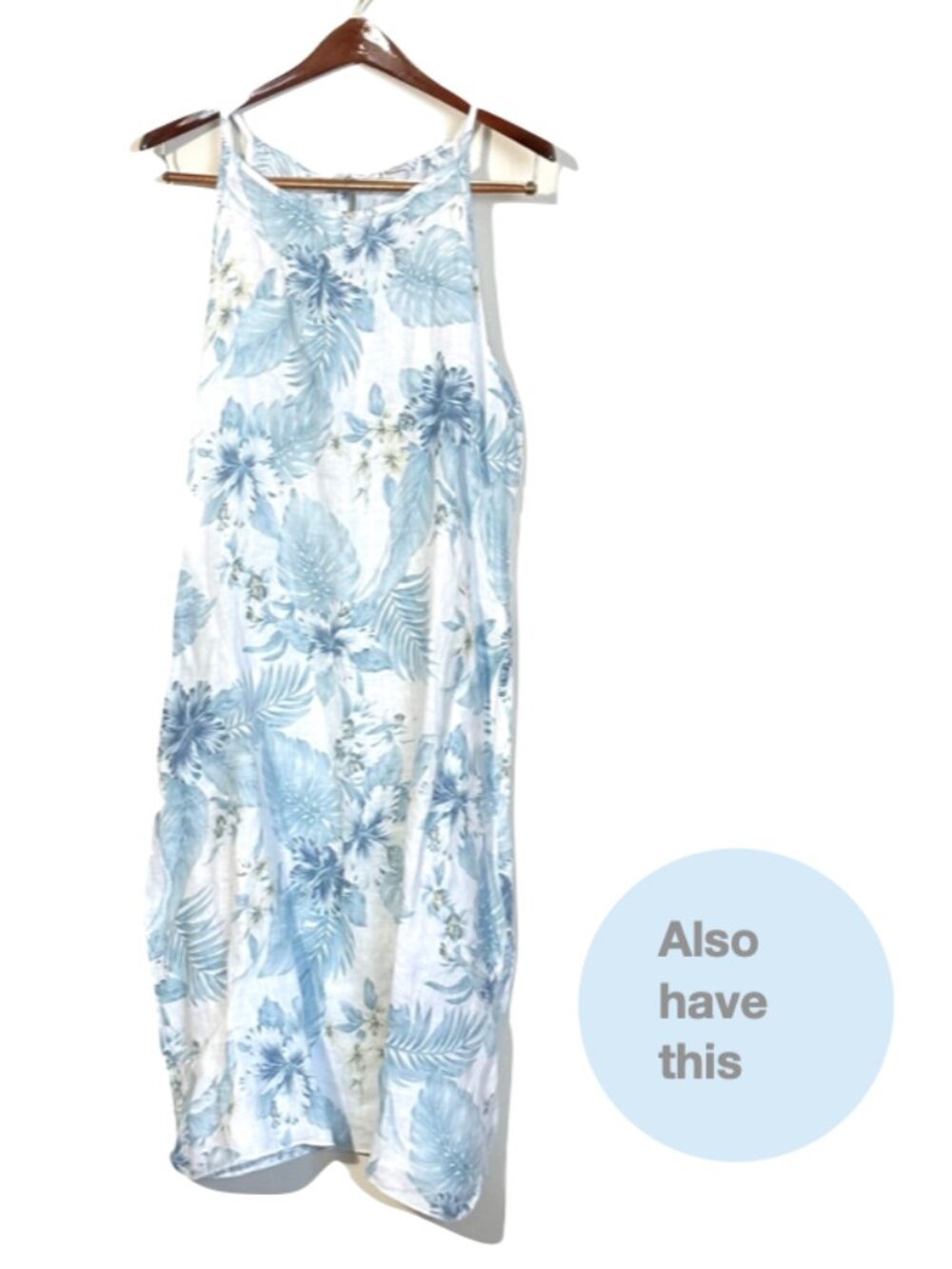 Made in Italy women dress size L linen blue maxi tulip tank - Picture 11 of 11